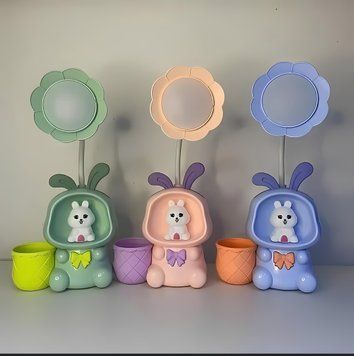 Дитяча настільна акумуляторна LED лампа 3in1 Rabbit BLUE GREEN &bull; Нічник з гнучким USB-підсвічуванням для навчання та сну 56248/12 фото