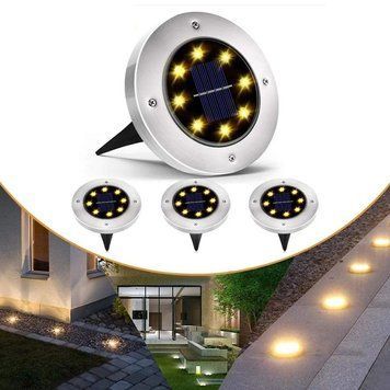 Комплект садових світильників на сонячній батареї Solar Disk Lights, 4 шт ∙ Вуличні ліхтарі з датчиком світла 11458/5 фото