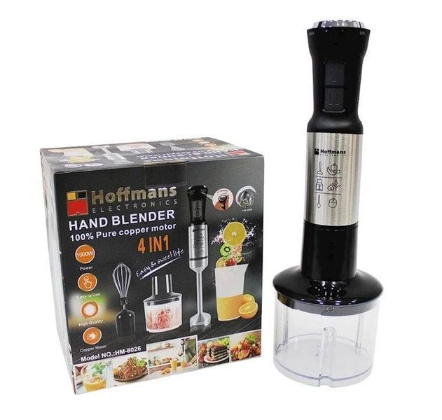 Занурювальний блендер Hoffmans Electronics HM-8026 1000 Вт &bull; Ручний електричний блендер-подрібнювач для кухні та дому 55772/19 фото