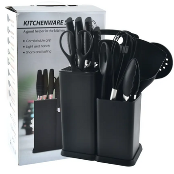Кухонний набір ножів та аксесуарів Kitchenware Set, 20 предметів ∙ Інструменти для кухні з підставкою та обробною дошкою 52899/99 фото