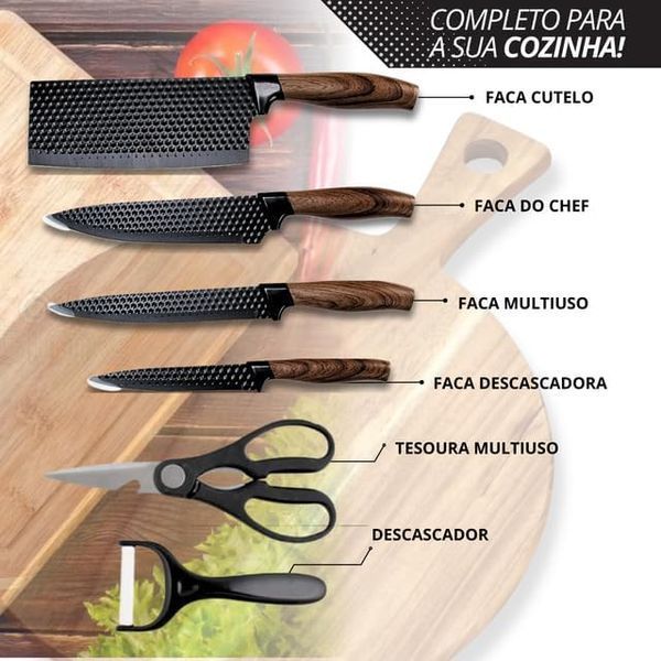 Набор кухонных ножей 4 шт + ножницы и овощечистка Kitchen utensils HA-177 ∙ Кухонный набор ножей HA-177 56920/5 фото
