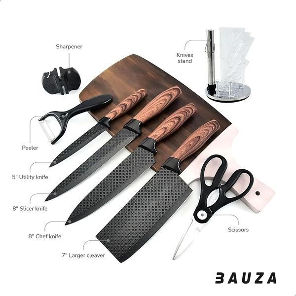 Набор кухонных ножей 4 шт + ножницы и овощечистка Kitchen utensils HA-177 ∙ Кухонный набор ножей HA-177 56920/5 фото