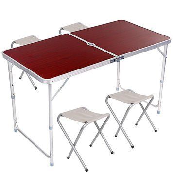 Раскладной стол с 4 стульями Folding Table для пикника, рыбалки, дачи, 120х60 см Стол-чемодан 55058/98 фото