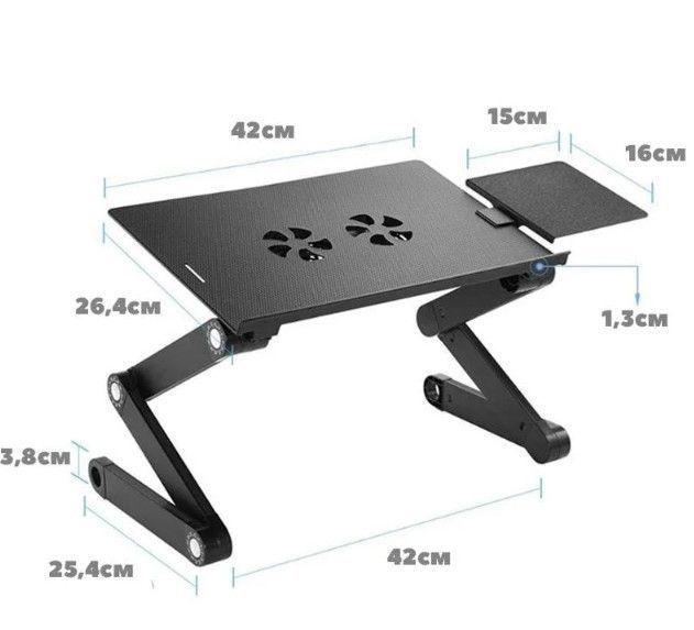 Столик - підставка для ноутбука з активним охолодженням Laptop Table T8 стіл-трансформер + 2 кулери 61010/00 фото