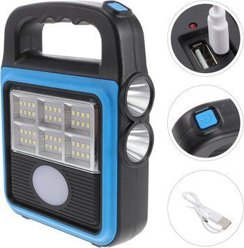 Фонарь-прожектор USB з сонячною панеллю та павербанком Solar LED light HS-8020 ∙ Світлодіодний кемпінговий ліхтар з функцією Power Bank HS-8020D 56869/9 фото