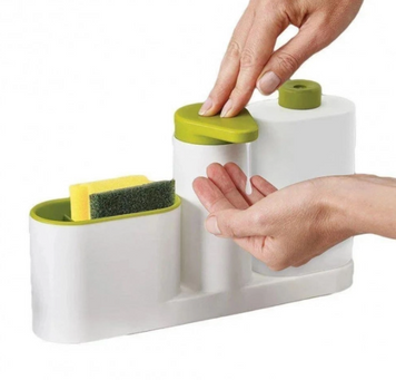 Органайзер для кухні Sink Tidy Set 3 в 1 Дозатор миючих засобів + дозатор мила + тримач кухонного приладдя 52857/5 фото