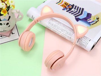 Детские беспроводные Bluetooth наушники Cat Y47 с кошачьими светящимися LED ушками и микрофоном 51882/5 фото