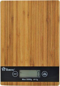 Ваги кухонні електронні Domotec MS-A Wood із сенсорним дисплеєм та платформою з дерева, до 5 кг 52171/00 фото