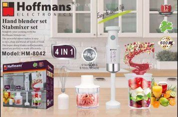 Занурювальний блендер Hoffmans 4 в 1 600W HM-8042 &bull; Багатофункціональний блендер з насадками для збивання та подрібнення 53101/19 фото