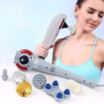 Ручний вібраційний масажер універсальний для тіла Maxtop Magic Massager 8 в 1 Вібромасажер з інфрачервоним випромінюванням і насадками 51811/9 фото
