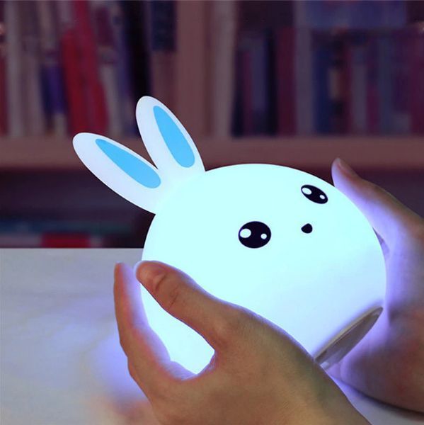 Дитячий світильник &ndash; нічник Зайчик LED Rabbit Soft Touch силіконовий із вбудованим акумулятором ∙ 7 режимів свічіння 51814/99 фото