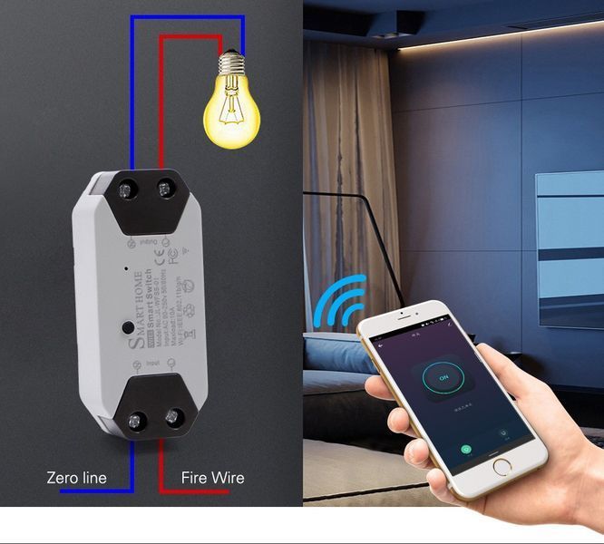 Wi-Fi реле для розумного будинку Smart Home 10А ∙ Розумний вай фай смарт вимикач з керуванням через додаток iOS / Android 51768/00 фото