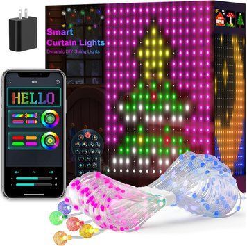 Гирлянда Smart-штора SFK-08 праздничная LED-гирлянда для дома ∙ Светодиодная штора с приложением SFK-08 20 нитей по 20 LED 56986/59 фото