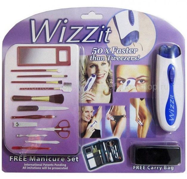 Эпилятор электрический для удаления волос Wizzit с набором инструментов для маникюра 2 в 1 ∙ Косметический дорожный набор Электроэпилятор + Маникюрный набор в чехле 51866/19 фото