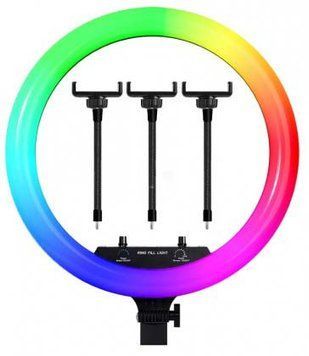 Світлодіодна кільцева лампа для селфі 45 см / Світлодіодна лампа RGB з пультом + сумка (MJ18) 66128/1 фото