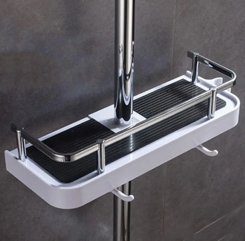 Полиця для ванної кімнати Shower Rack Регульована стійка для душу з тримачем шланга та гачками 52870/99 фото