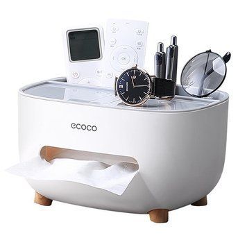 Настільний органайзер Ecoco Tissue з диспенсером для серветок та відсіками для зручного зберігання аксесуарів 54016/5 фото