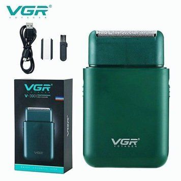 Акумуляторна міні електробритва для чоловіків VGR V 390 Green &bull; Професійний шейвер з тримером для сухого та вологого гоління 55572/3 фото