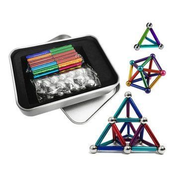 Магнітний конструктор Magnastix Neo MIX COLOR Buckyballs & Buckybars Neocube Неокуб головоломка - антистрес, 64 деталі 52723/59 фото