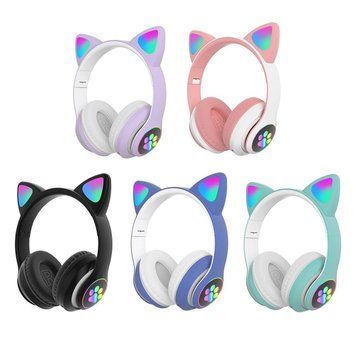Детские беспроводные Bluetooth наушники с LED кошачьими ушками котика Cat 28 51726/5 фото