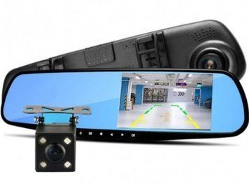 Відеореєстратор &ndash; дзеркало Blaсkbox DVR AK47 з камерою заднього виду ∙ Автомобільний реєстратор на 2 камери Full HD ∙ Режим фото 5 МП ∙ Датчик руху/удару ∙ Нічна зйомка ∙ Мікрофон 51779/55 фото