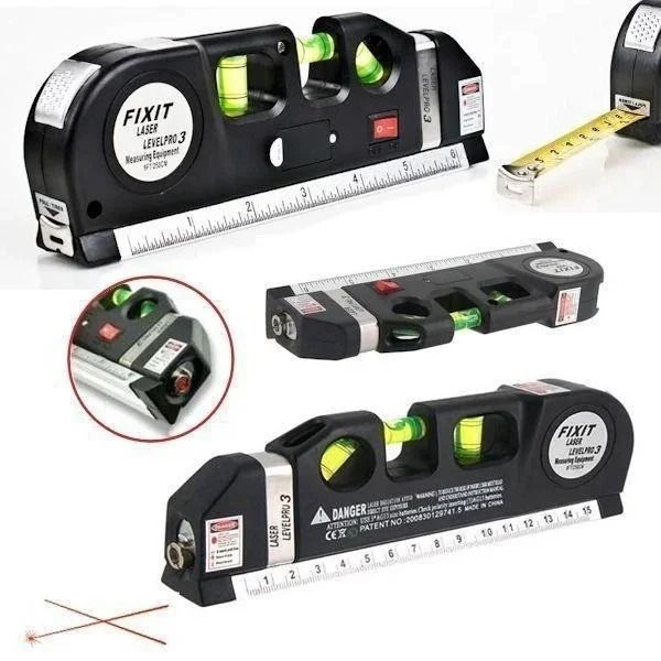 Лазерный уровень со встроенной рулеткой Laser Level Pro 3 Нивелир строительный 62109/55 фото