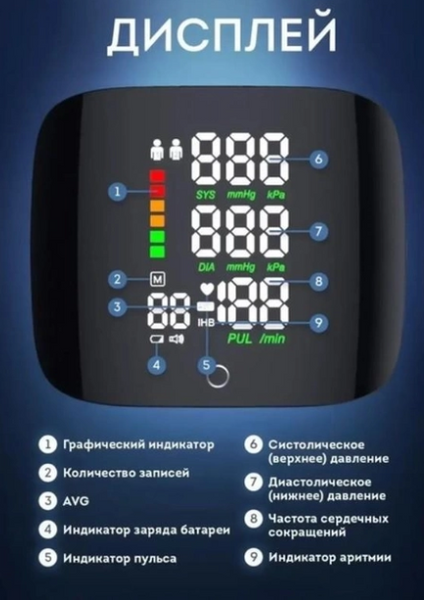 Автоматичний тонометр для зап'ястя ∙ Апарат для вимірювання тиску із вбудованим акумулятором 52698/98 фото