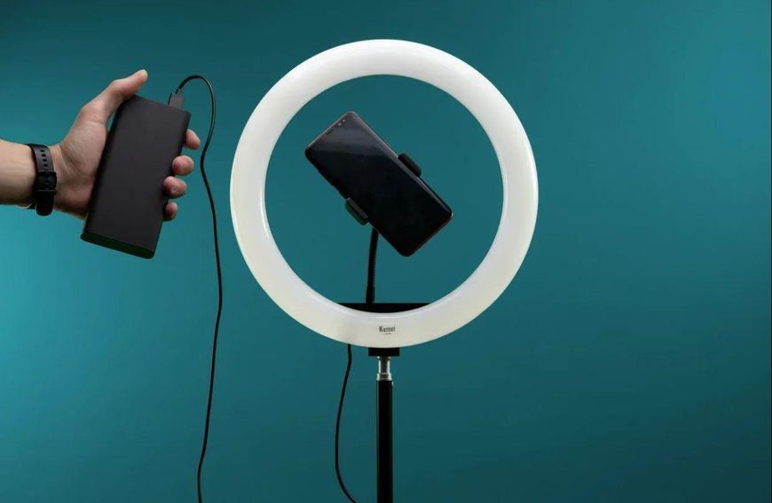 Кільцева LED лампа S31 Світлодіодна лампа USB з кріпленням тримачем телефону, 33см 66120/59 фото